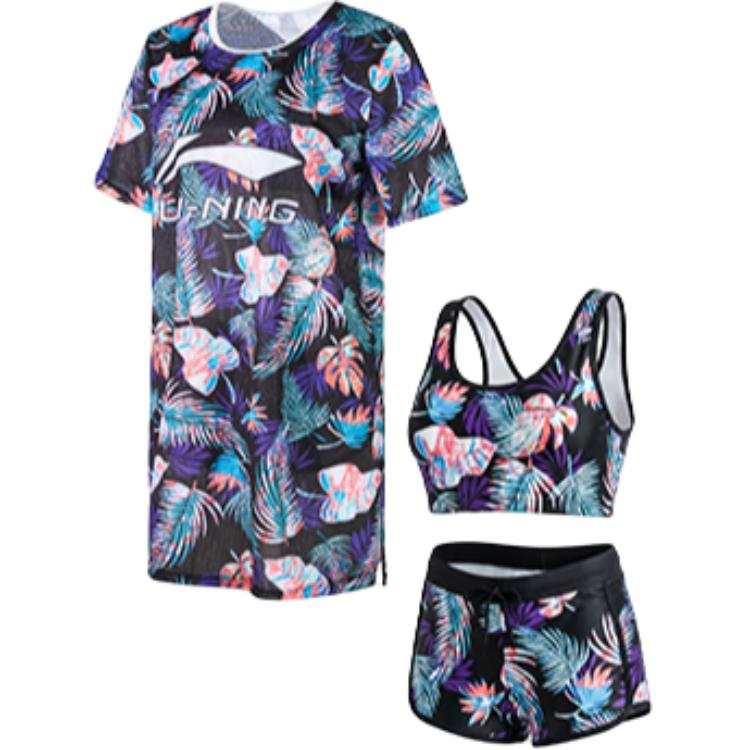 Li-Ning Li Ning Swimsuit Sets Women's Blue Crew Neck Moderate