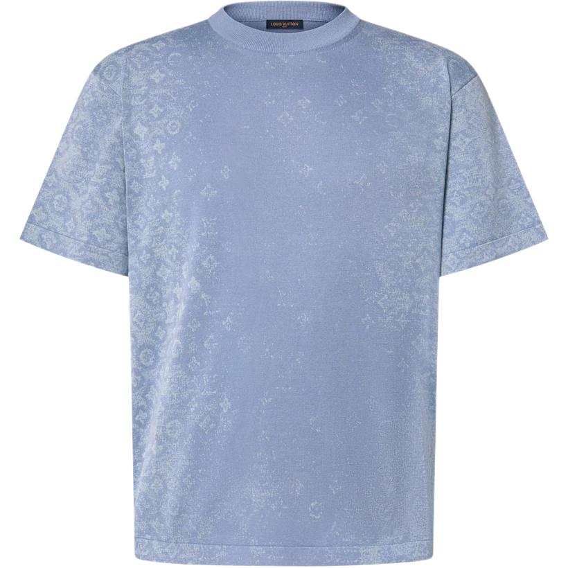 LOUIS VUITTON Monogram T Shirts Men's Blue Crew Neck