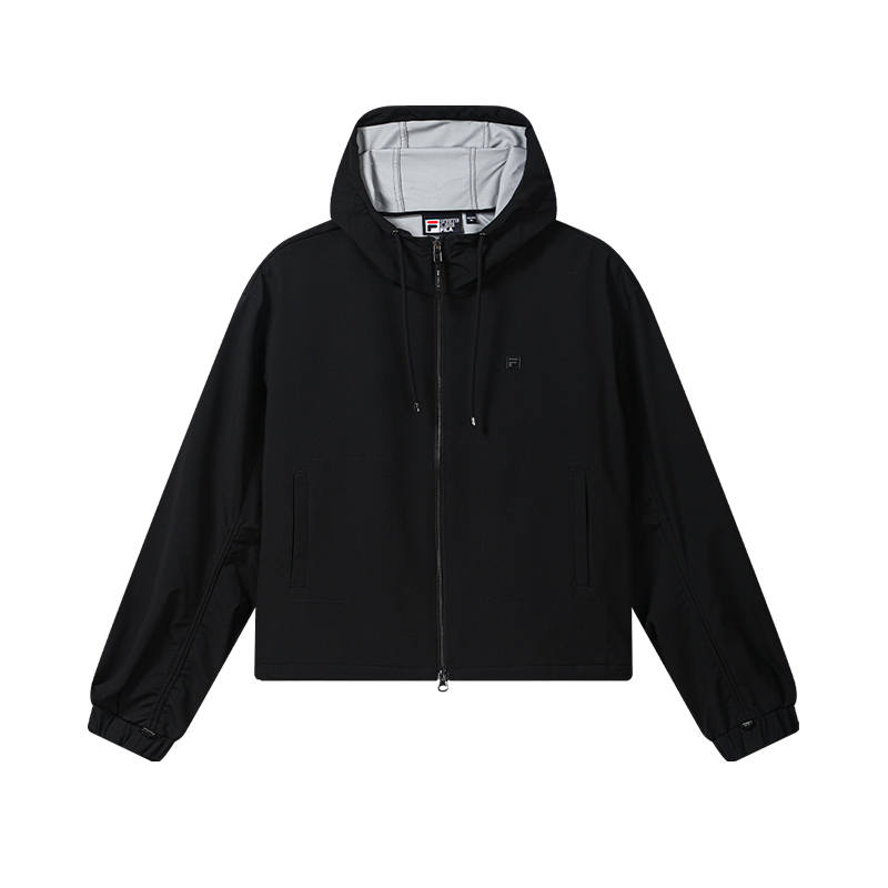 FILA WHITE Jackets Women's Jet Black Hooded Non Detachable Moderate