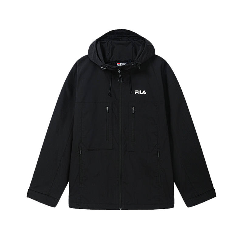 FILA ORIGINALE Jackets Men's Jet Black Hooded Non Detachable Moderate Straight Fit