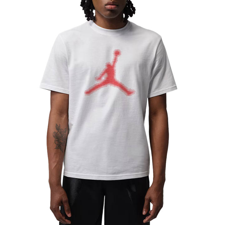 Jordan Jordan Sport T Shirts Men's White/University Red Crew Neck Moderate