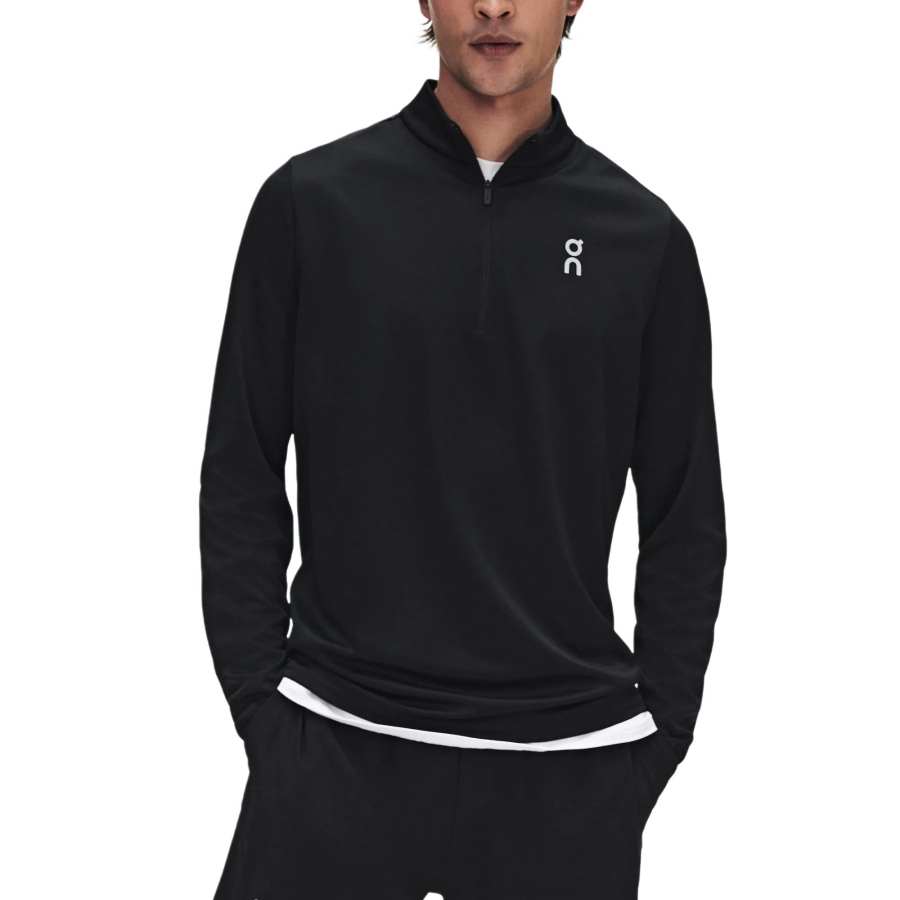 On On Running T Shirts Men's Black Stand Collar