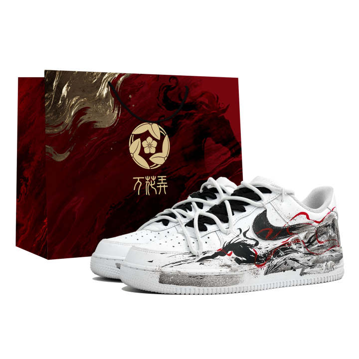 Nike Nike Air Force 1 Ten Thousand Flowers, Dragon Sparrows, Gift Bags Slip Resistant Abrasion Resistant Low top