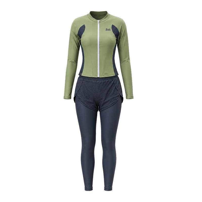 Barbie Two Piece Swimsuits Women's Green Crew Neck Moderate