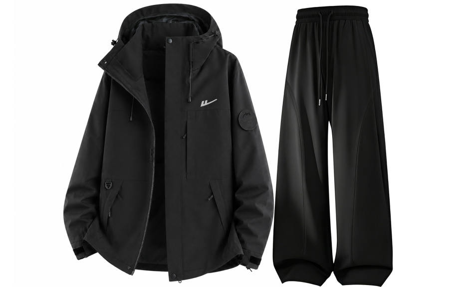 WARRIOR WARRIOR Windbreaker Jacket & Pants Sets Unisex Hooded Non Detachable Moderate