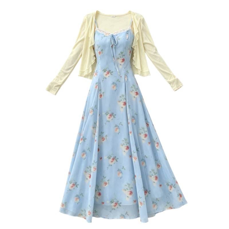 CPAURA Two Piece Skirt Sets Women's Camisole Moderate Long Skirt