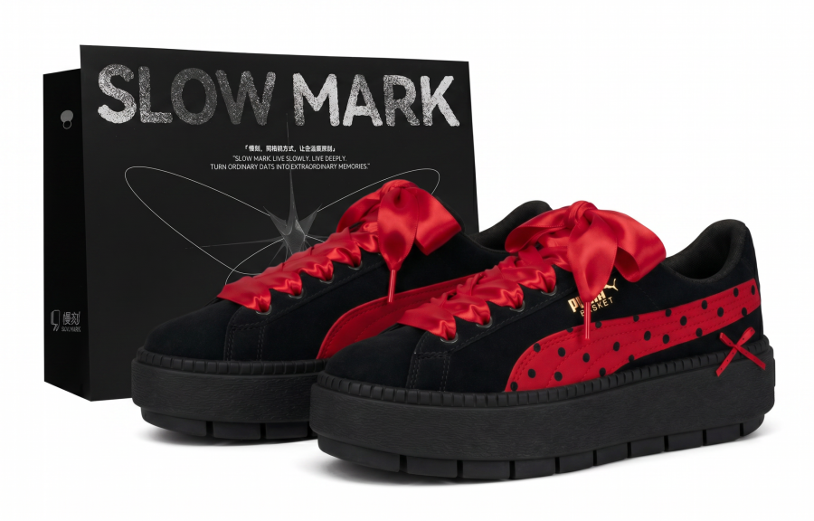 PUMA Platform Trace Skateboard Shoes Women's Low Top Red