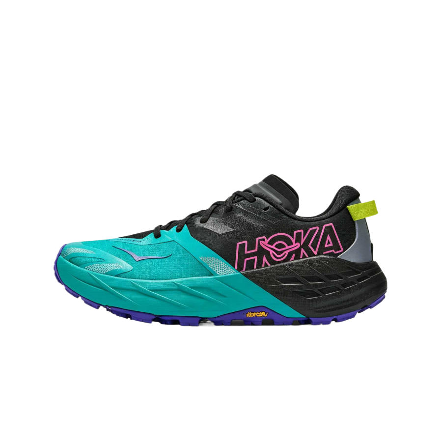 HOKA ONE ONE SPEEDGOAT 7 Trail Running Shoes Women's Low Top Black/Electric Glow Aqua Blue