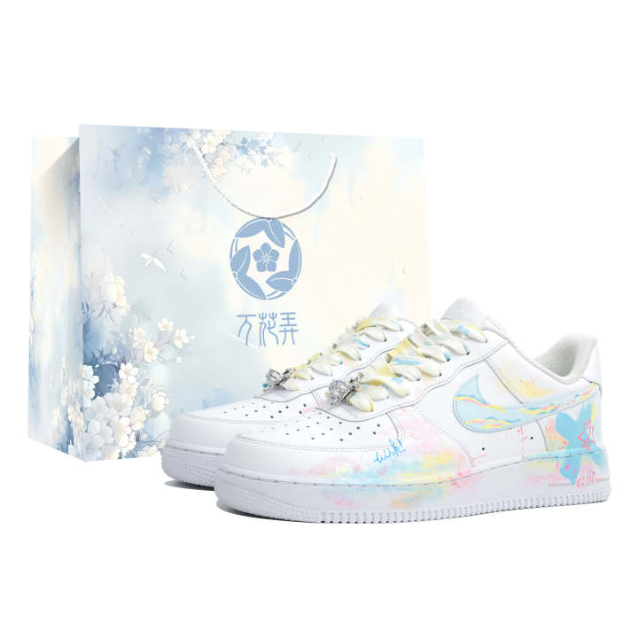 Nike Nike Air Force 1 Kaleidoscope Monet Garden Box Slip Resistant Abrasion Resistant Low top Skateboard Shoes Unisex