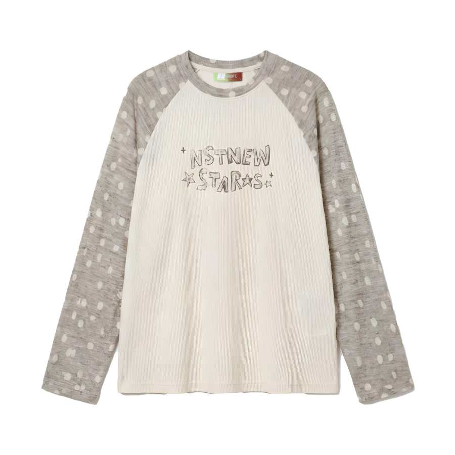 NSTNEW START T Shirts Women's Gray White Crew Neck Thin Straight Fit