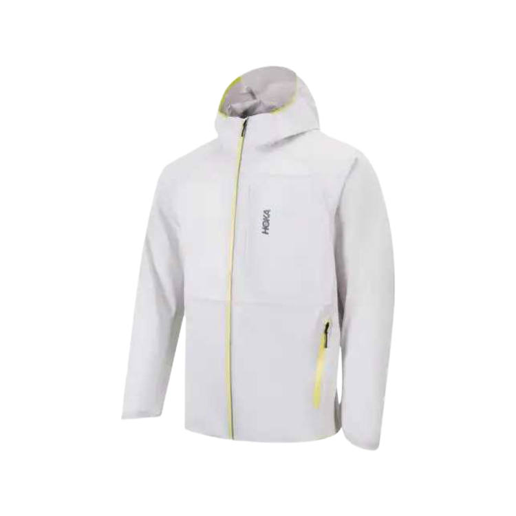 HOKA ONE ONE Jackets Men's White Hooded Non Detachable Moderate Straight Fit
