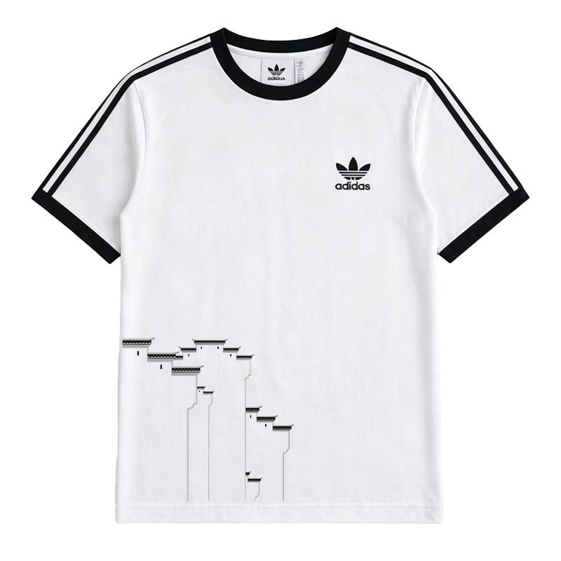Adidas Originals 3 Stripes T Shirts Unisex White Crew Neck Moderate