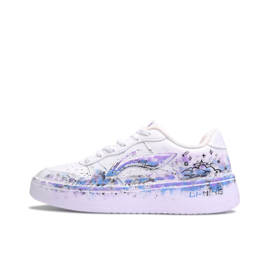Li-Ning Li Ning Floating Boat Skateboard Shoes Women's Low Top Blue Purple Black Starry Sky Graffiti Color Block