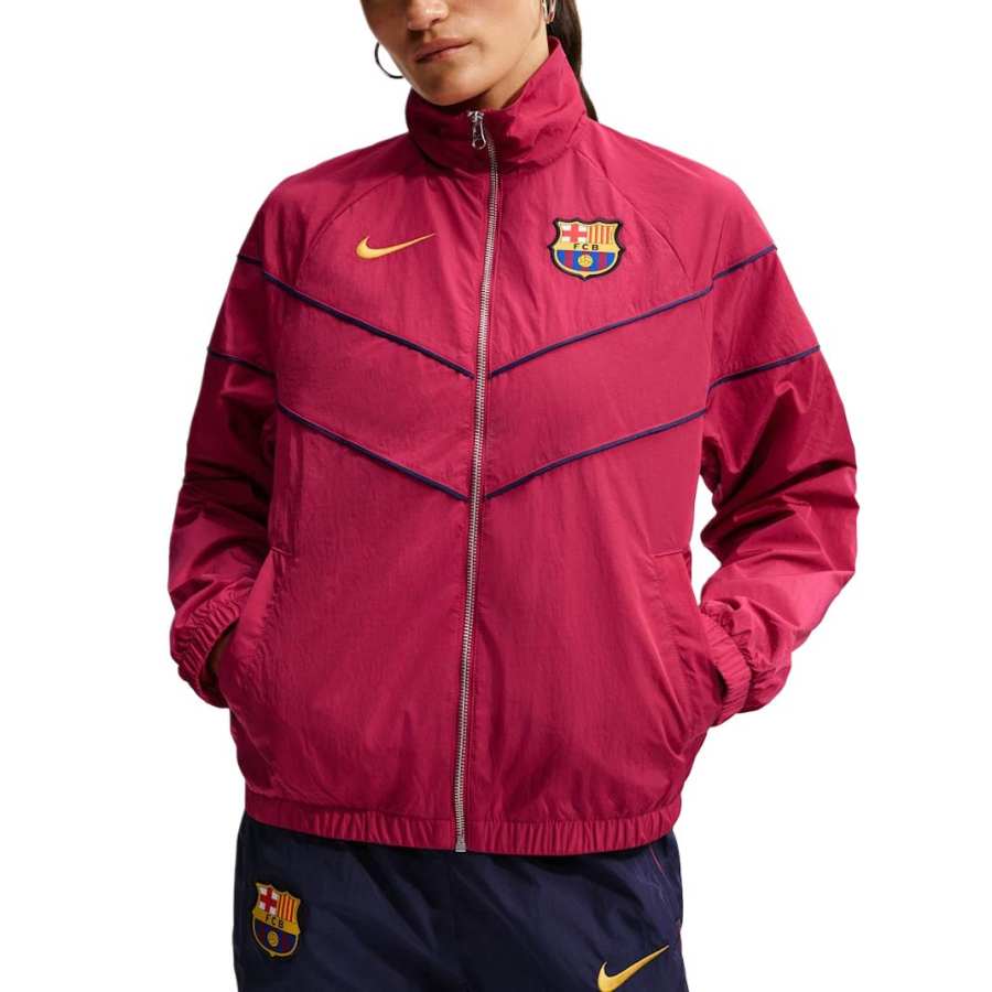 Nike Nike FC Jackets Women's Noble Red/Noble Red/Blackened Blue/Mineral Yellow Stand Collar Moderate