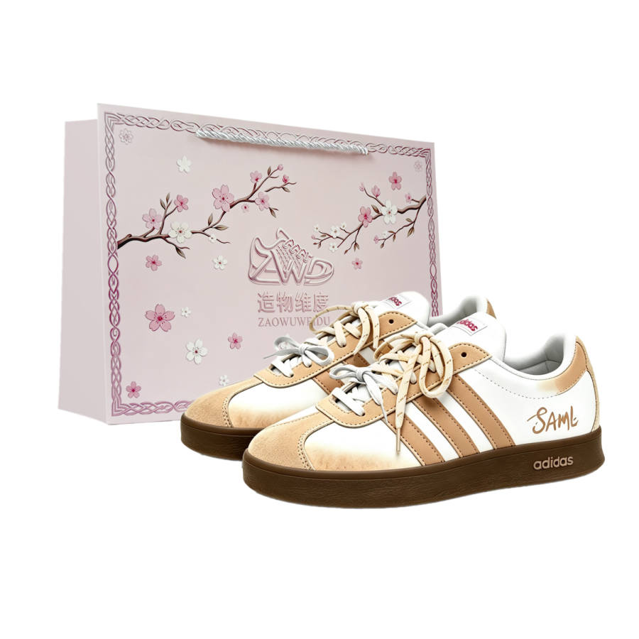 Adidas Adidas VL COURT 2.0 Skateboard Shoes Unisex Low Top White/Brown