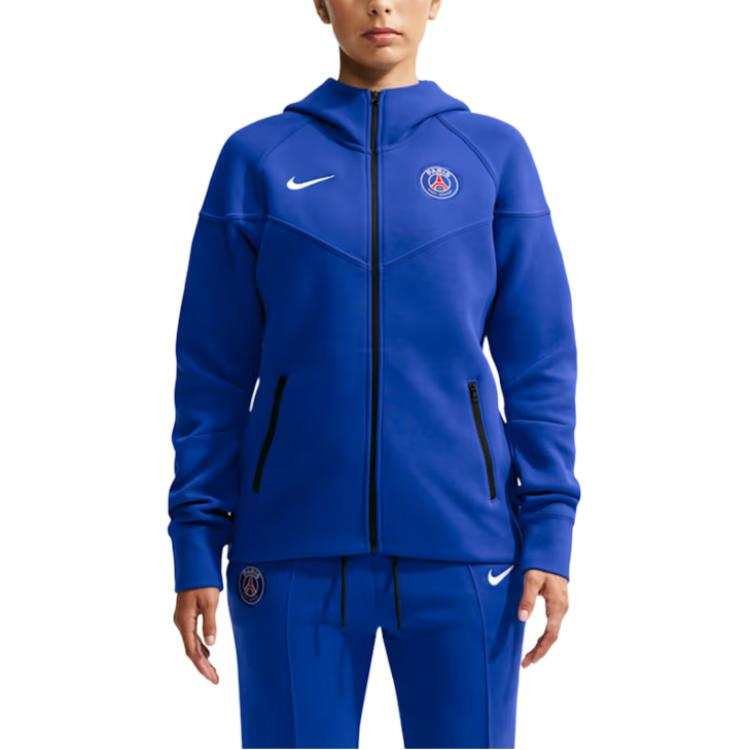 Nike Nike WINDRUNNER Fleece Tops Women's Royal Blue/White Hooded Non Detachable Moderate Straight Fit