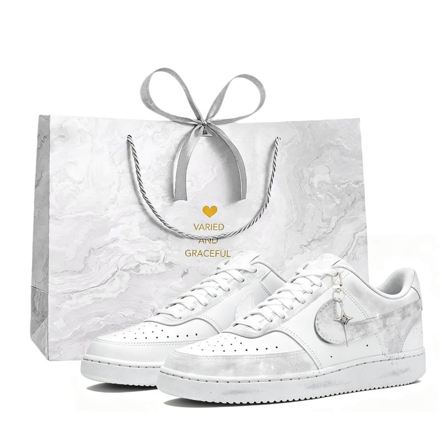 Nike Nike Court Vision 1 Skateboard Shoes Unisex Low Top White & Gray Silver Gradient Blended Colorway