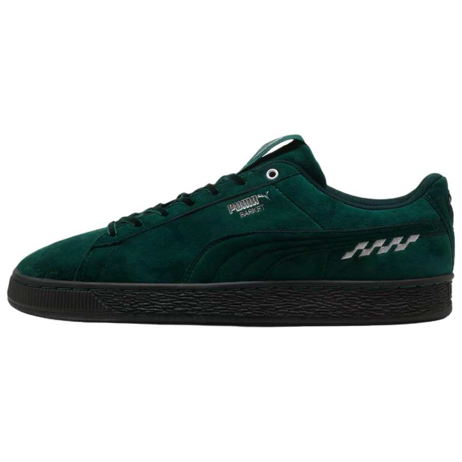 PUMA Aston Martin X PUMA Basket Skateboard Shoes Unisex Green Lux PUMA Silver