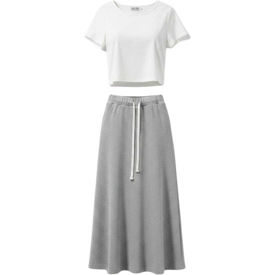 CHARM GLOW Two Piece Skirt Sets Women's Camisole Thin Long Skirt