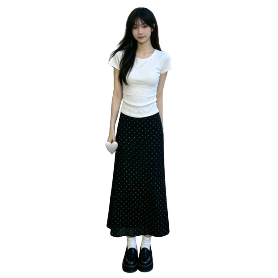 JBBCN Two Piece Skirt Sets Women's Crew Neck Moderate Midi Skirt