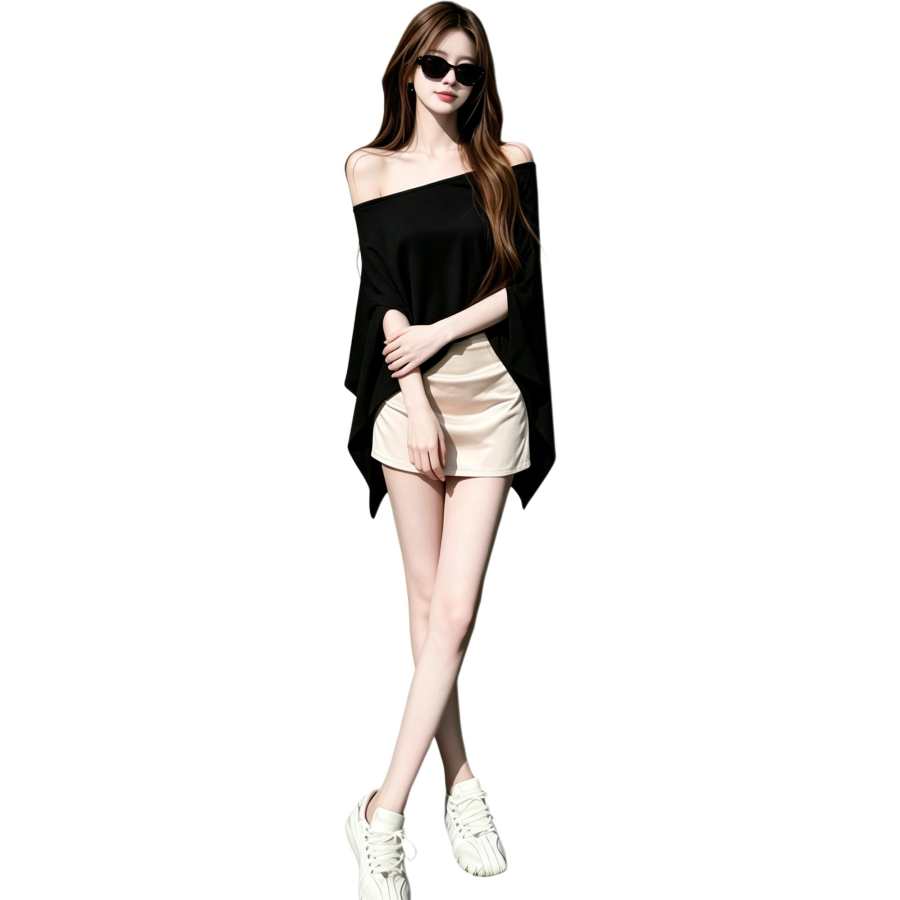 JBBCN Two Piece Skirt Sets Women's Boat Neck Thin Short Skirt