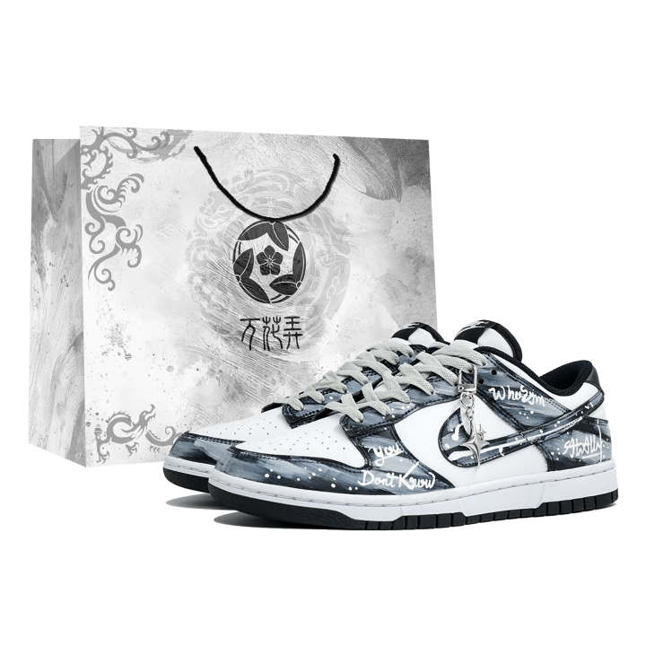 Nike Nike Dunk Wan Hua Nong, Black White Declaration, Shopping Bag Abrasion Resistant Low top Skateboard Shoes Men's