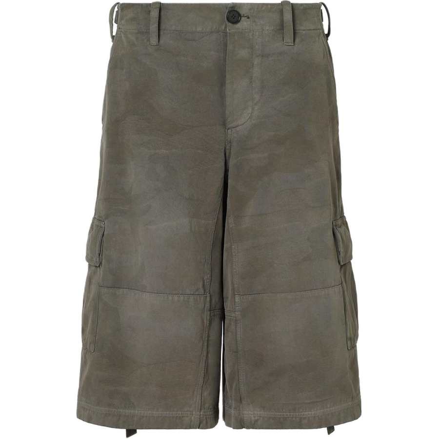 FENDI Cargo Shorts Women's Gray Green Moderate Wide Leg Pants
