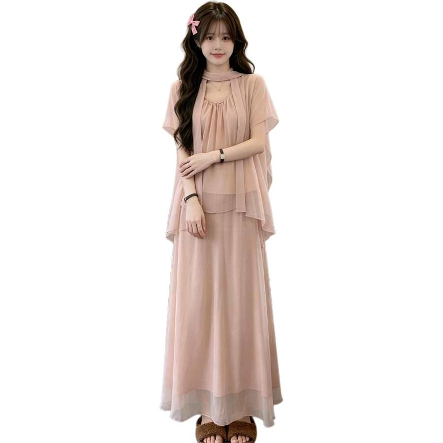 JBBCN Two Piece Skirt Sets Women's Scarf Collar Thin Long Skirt