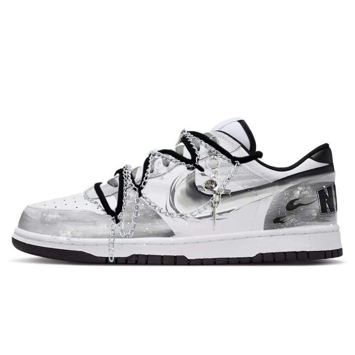 Nike Nike Big Skateboard Shoes Men's Low Top Black/Gray/White