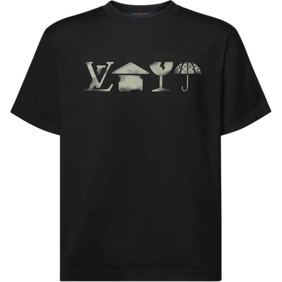 LOUIS VUITTON T Shirts Men's Black Crew Neck Moderate Straight Fit