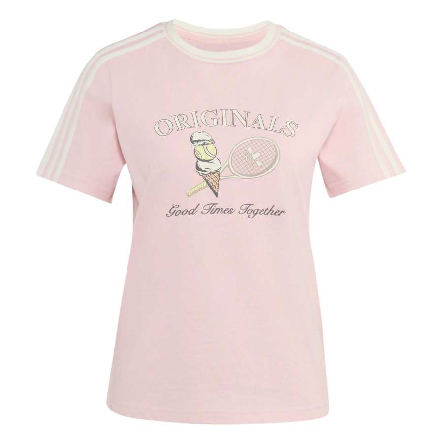 Adidas Originals T Shirts Women's Light Pink Crew Neck Moderate Straight Fit