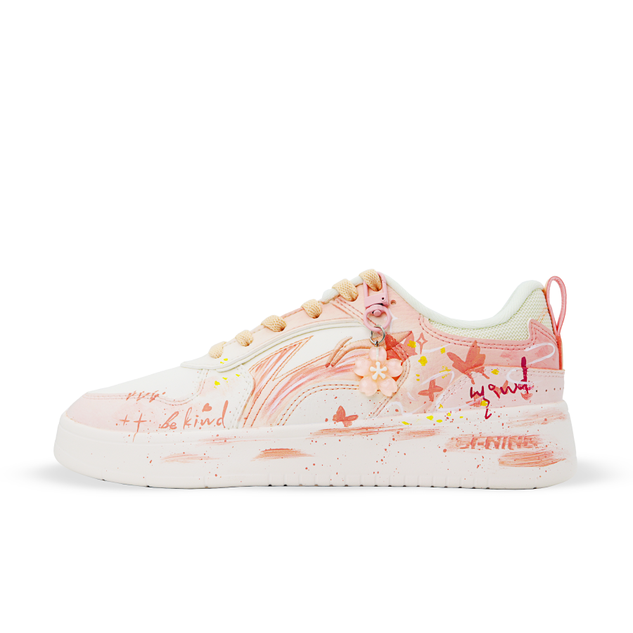 Li-Ning Li Ning Wheat Age Skateboard Shoes Women's Low Top Pink White