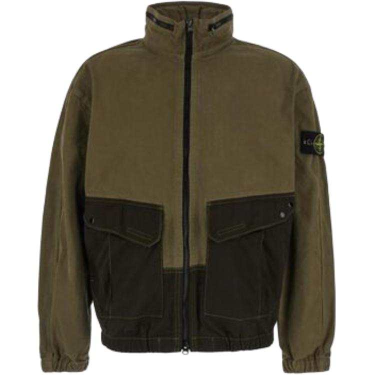 STONE ISLAND Jackets Men's Green Stand Collar Moderate Other