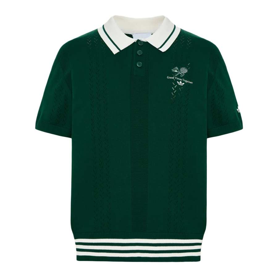 Adidas Originals Polo Shirts Men's Dark Green Polo Collar Moderate Straight Fit