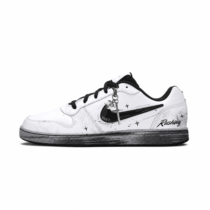Nike Nike EBERNON Skateboard Shoes Men's Low Top White Blue Black Gray Ink Splatter Color Block