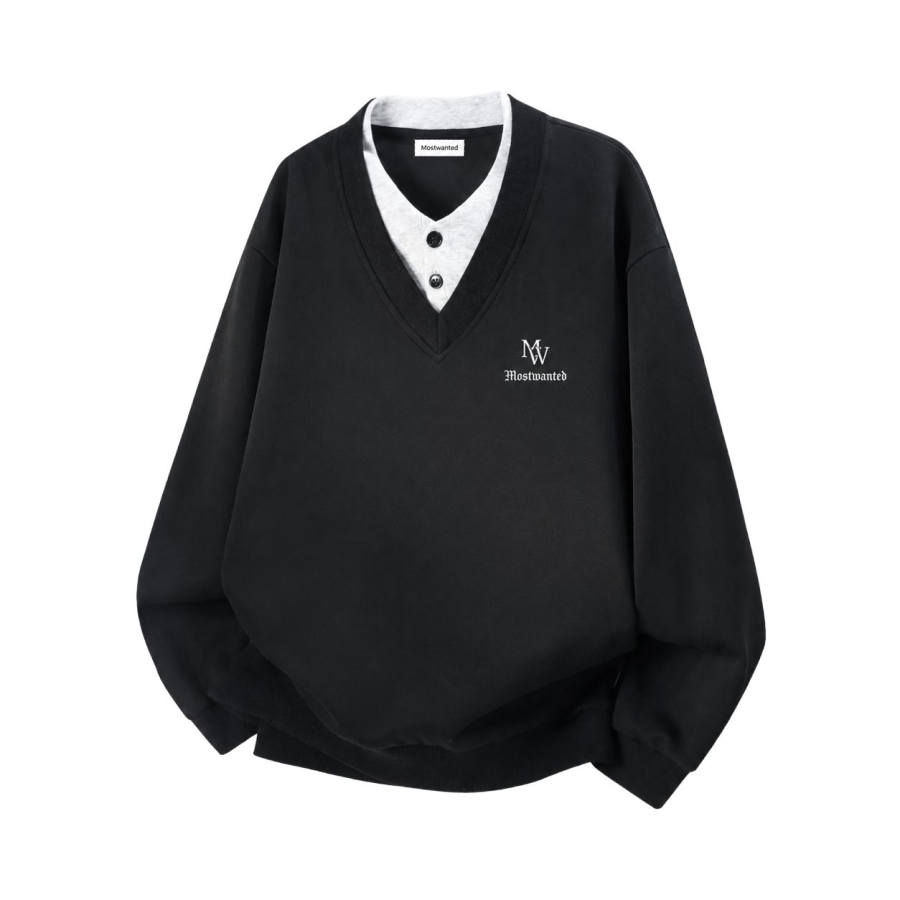 MostwantedLab Sweatshirts Men's V Neck Moderate Straight Fit