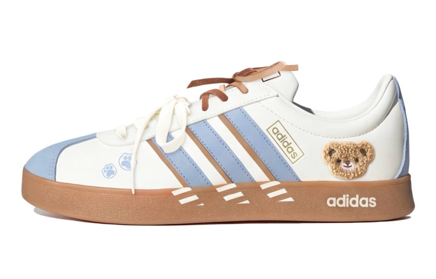 Adidas Adidas VL COURT 2.0 Skateboard Shoes Unisex Low Top Beige/Blue/Brown