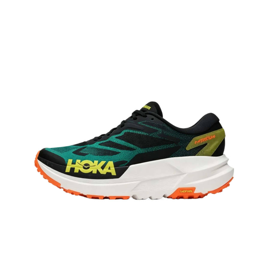 HOKA ONE ONE Mafate X Running Shoes Men's Low Top Black/Electric Glow Aqua Blue
