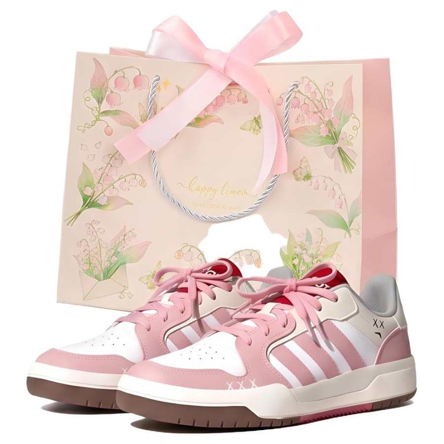 Adidas Neo Entrap Skateboard Shoes Women's Low Top White, Pink