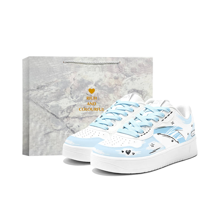 ANTA Easy Skateboard Shoes Unisex Low Top White/Blue