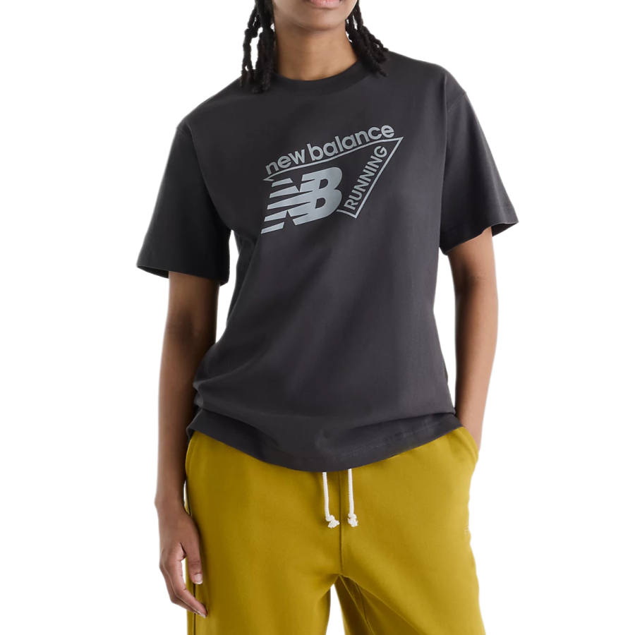 New Balance New Balance T Shirts Women's Black Cement Crew Neck Moderate Straight Fit