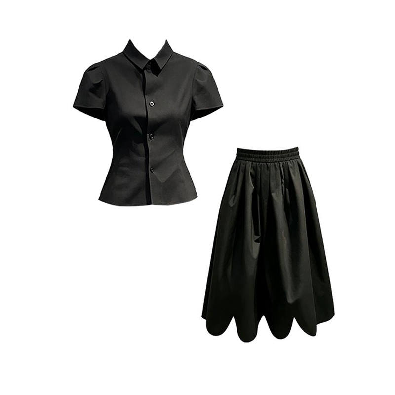 MARIE·COCO Two Piece Skirt Sets Women's Lapel Moderate Midi Skirt