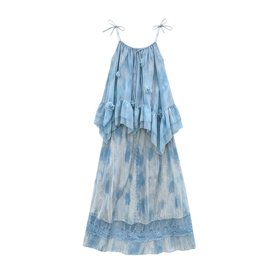 TUSHIFEI Two Piece Skirt Sets Women's Camisole Moderate Long Skirt