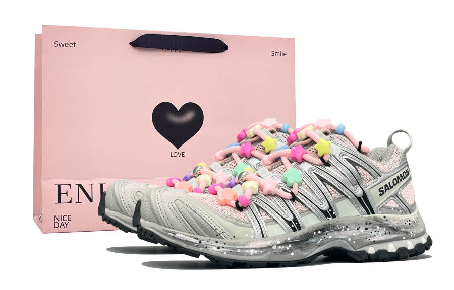 SALOMON XA PRO 3D Running Shoes Unisex Low Top Silver, Black, Pink