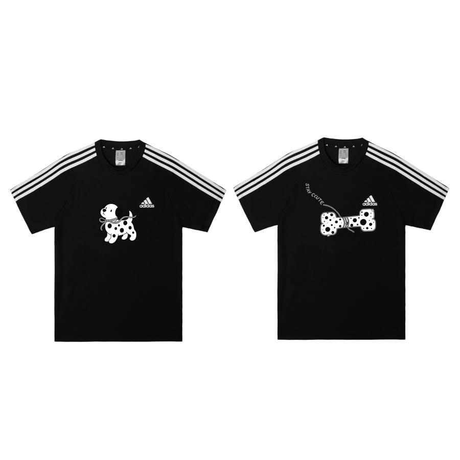 Adidas Adidas Football T Shirts Unisex Black+Black Crew Neck Moderate