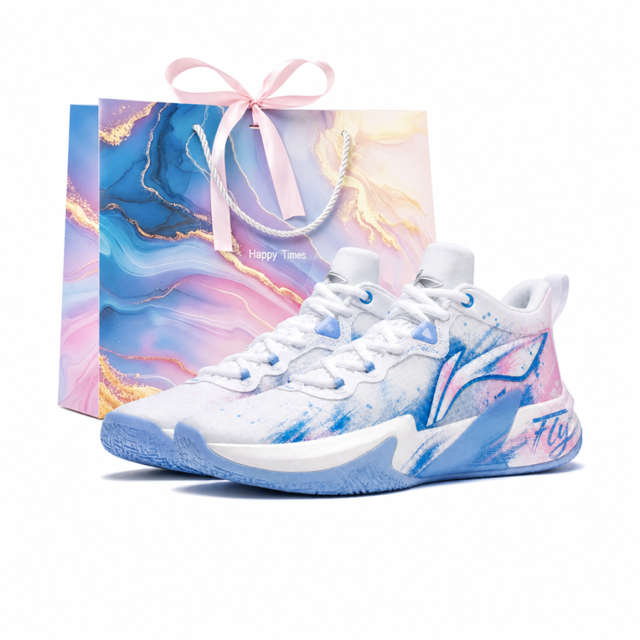Li-Ning Li Ning Light Speed 1.0 Basketball Shoes Men's Low Top White Blue Pink Watercolor Blended Colorway