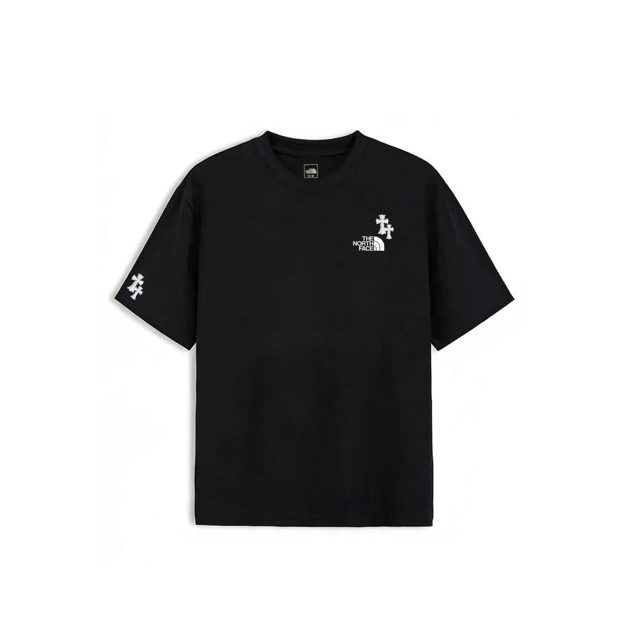 THE NORTH FACE T Shirts Unisex Black Solid Cross Crew Neck Moderate Straight Fit