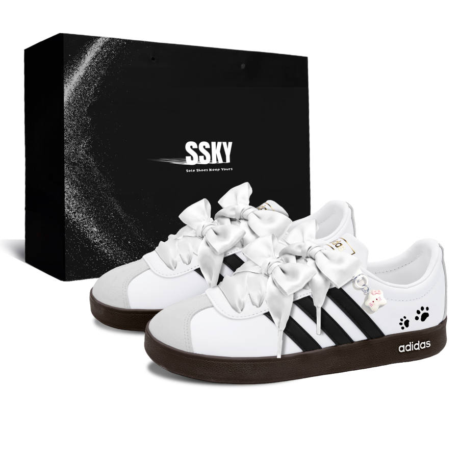Adidas Adidas VL COURT 2.0 Skateboard Shoes Unisex Low Top White/Black/Gray