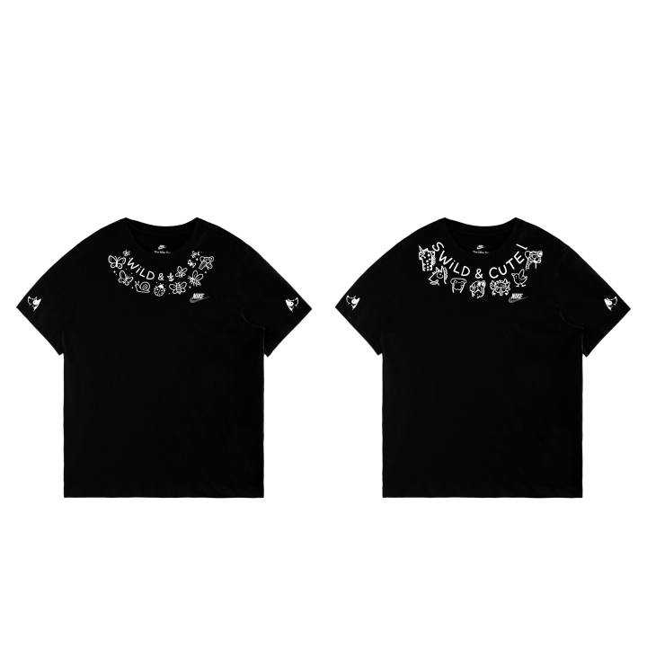 Nike Nike Sportswear T Shirts Unisex Black/White/Dark Gray+Black/White/Dark Gray Crew Neck Moderate