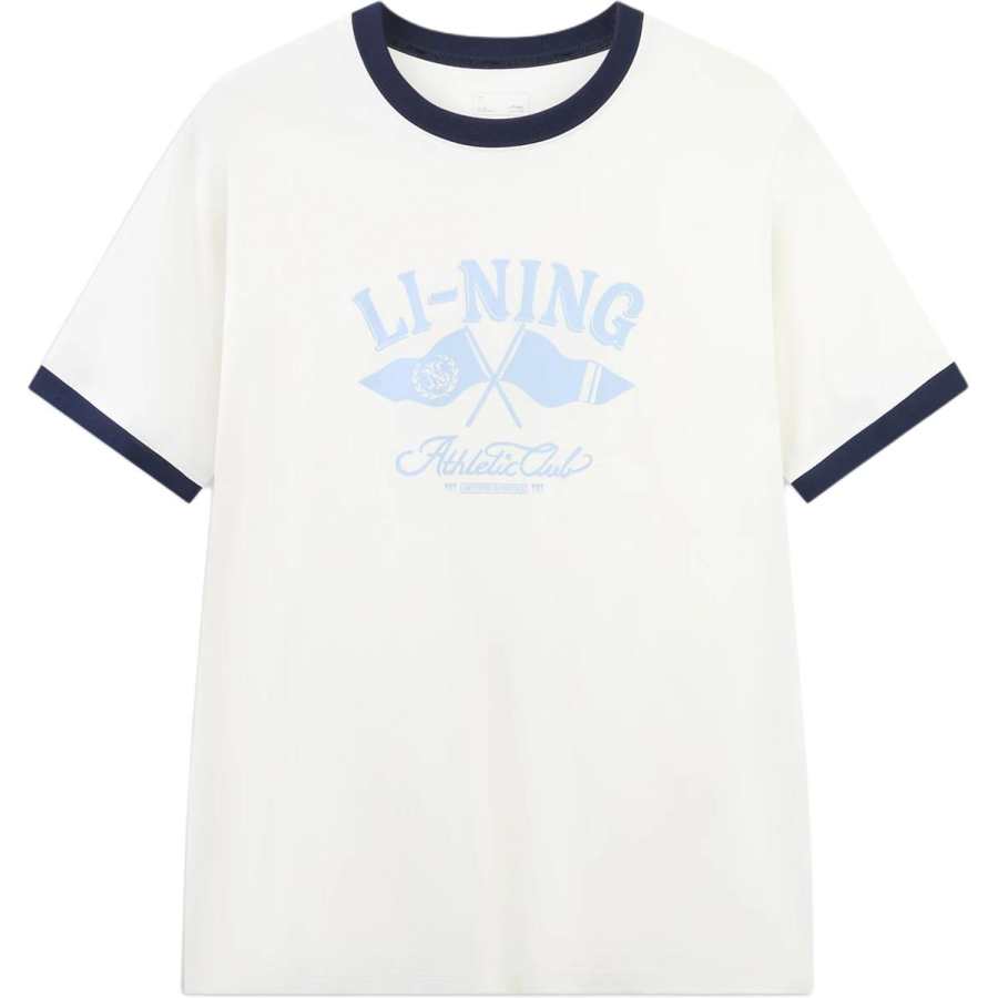 Li-Ning Li Ning Sports Life Collection T Shirts Men's Ivory Crew Neck Moderate Straight Fit